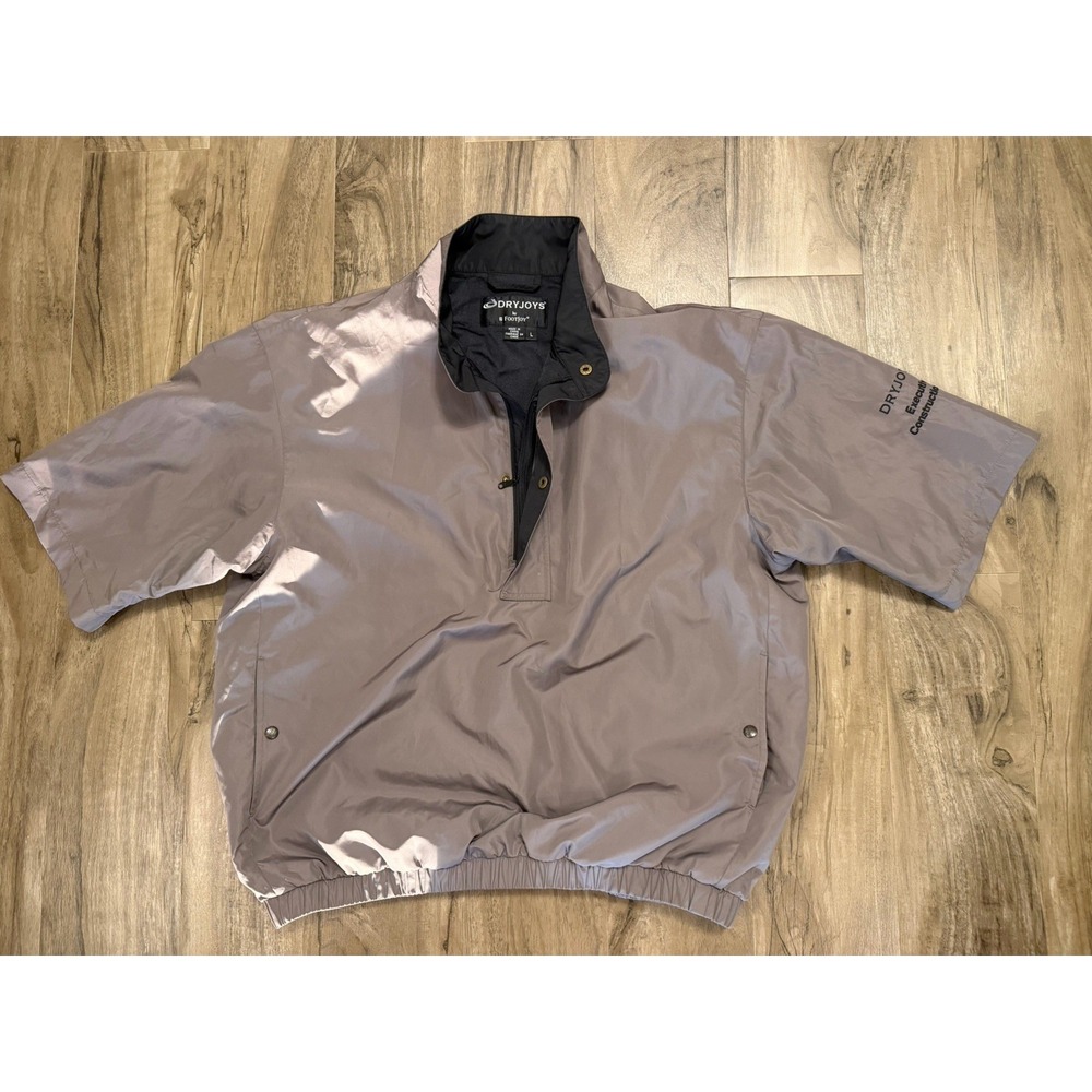 DryJoy FootJoy Men 1/4 Zip Lined Golf  Windbreaker Short Sleeve Large Tan